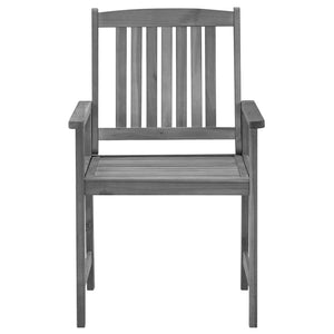 Καρέκλες Κήπου 4 τεμ. Γκρι Μασίφ Ξύλο Ακακίας με Μαξιλάρια - PAKOBAZAAR