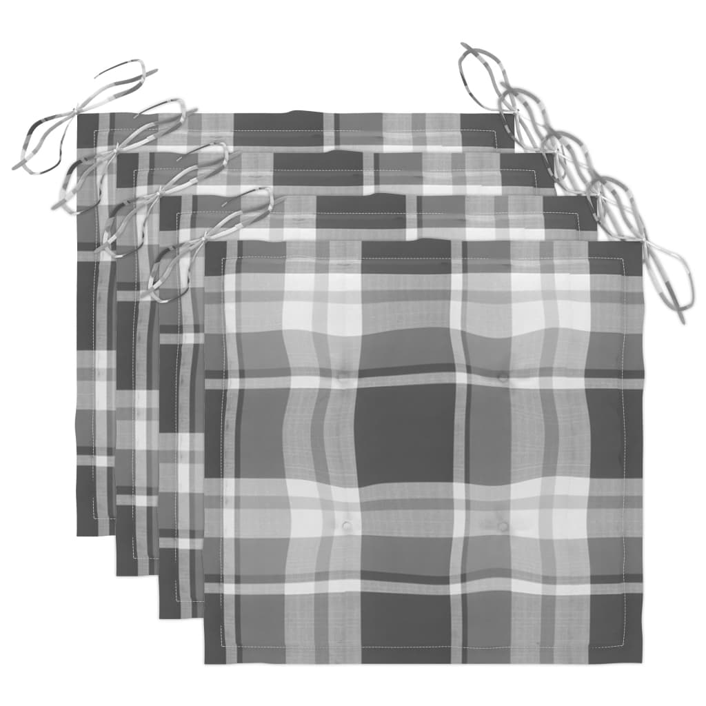 Καρέκλες Κήπου 4 τεμ. Γκρι Μασίφ Ξύλο Ακακίας με Μαξιλάρια - PAKOBAZAAR