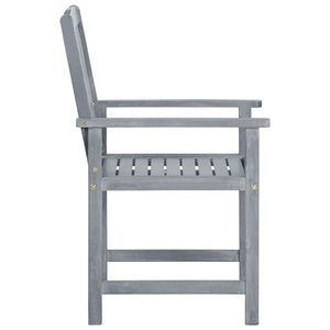 Καρέκλες Κήπου 4 τεμ. Γκρι Μασίφ Ξύλο Ακακίας με Μαξιλάρια - PAKOBAZAAR