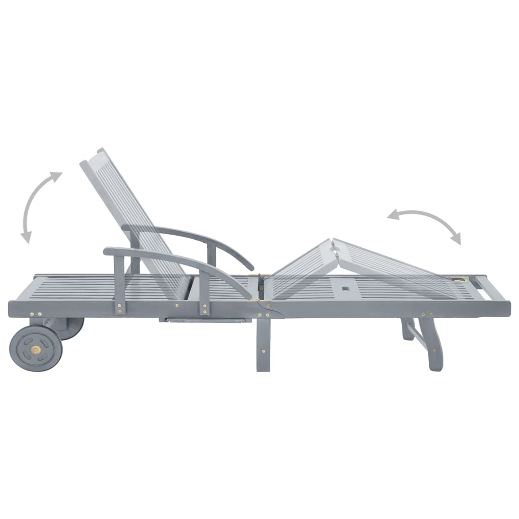 Ξαπλώστρα Κήπου από Μασίφ Ξύλο Ακακίας με Μαξιλάρι - PAKOBAZAAR