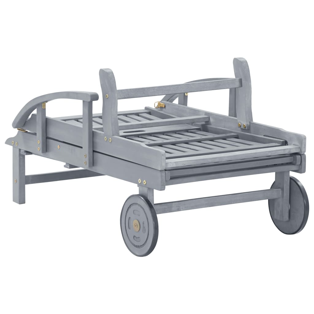 Ξαπλώστρα Κήπου από Μασίφ Ξύλο Ακακίας με Μαξιλάρι - PAKOBAZAAR