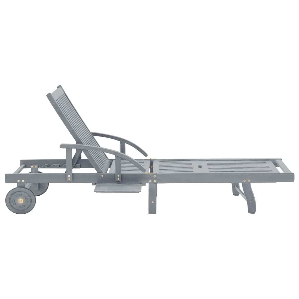 Ξαπλώστρα Κήπου από Μασίφ Ξύλο Ακακίας με Μαξιλάρι - PAKOBAZAAR