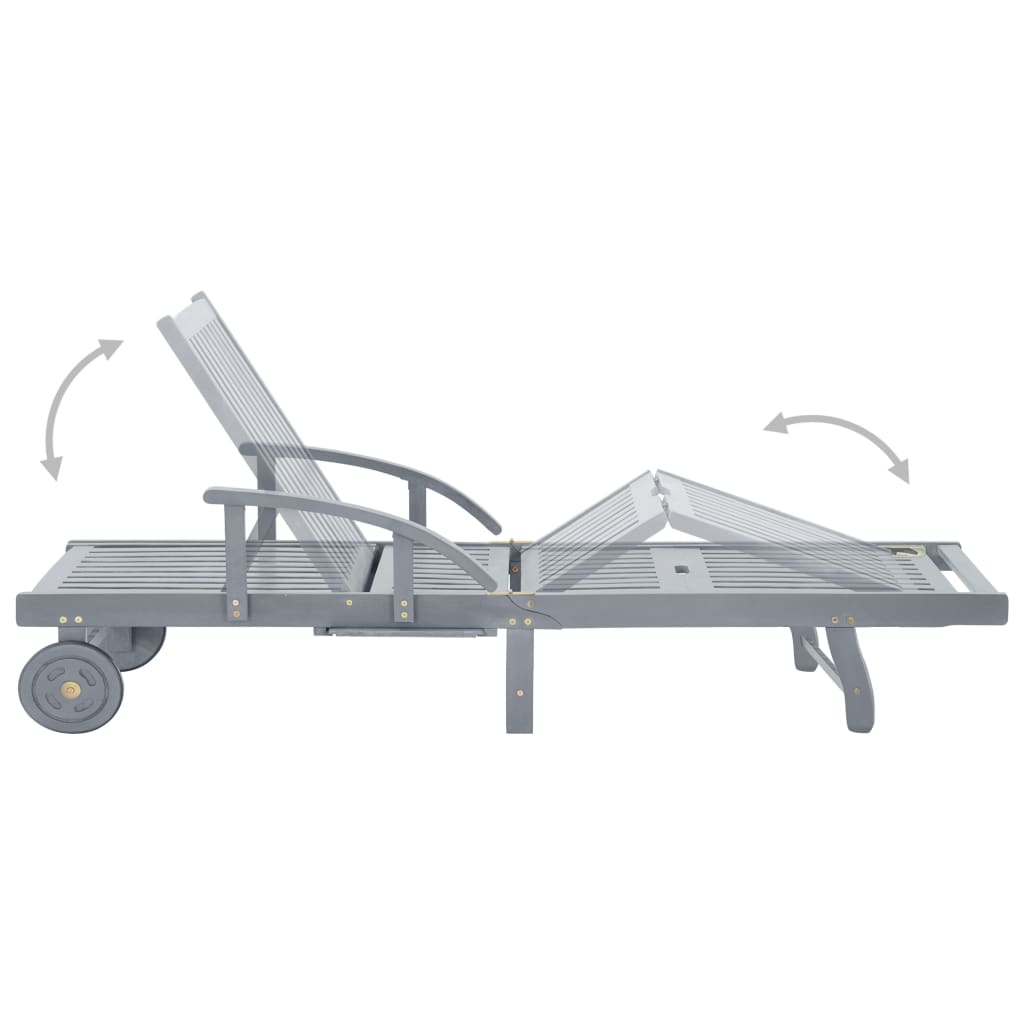 Ξαπλώστρα Κήπου από Μασίφ Ξύλο Ακακίας με Μαξιλάρι - PAKOBAZAAR