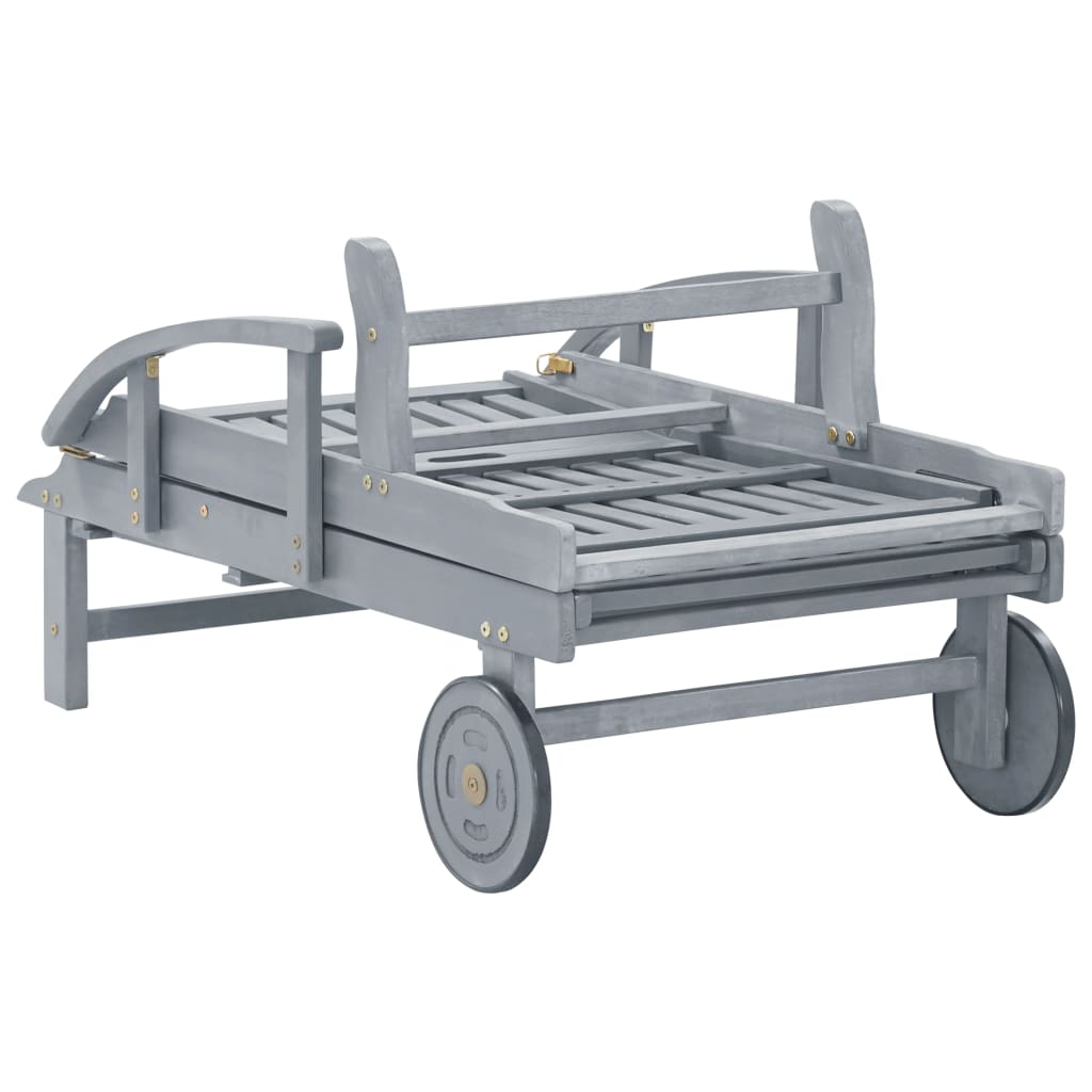 Ξαπλώστρα Κήπου από Μασίφ Ξύλο Ακακίας με Μαξιλάρι - PAKOBAZAAR