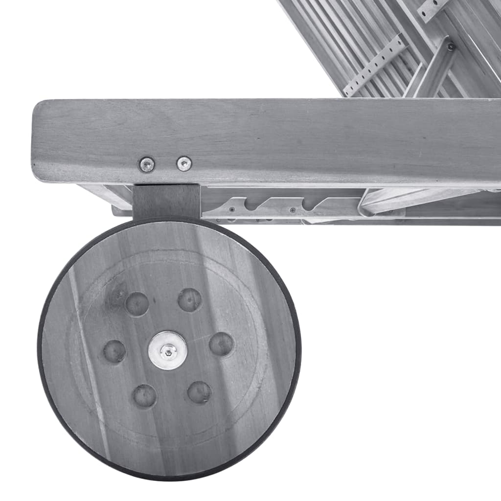 Ξαπλώστρα Κήπου 2 Ατόμων Γκρι από Μασίφ Ξύλο Ακακίας & Μαξιλάρι - PAKOBAZAAR