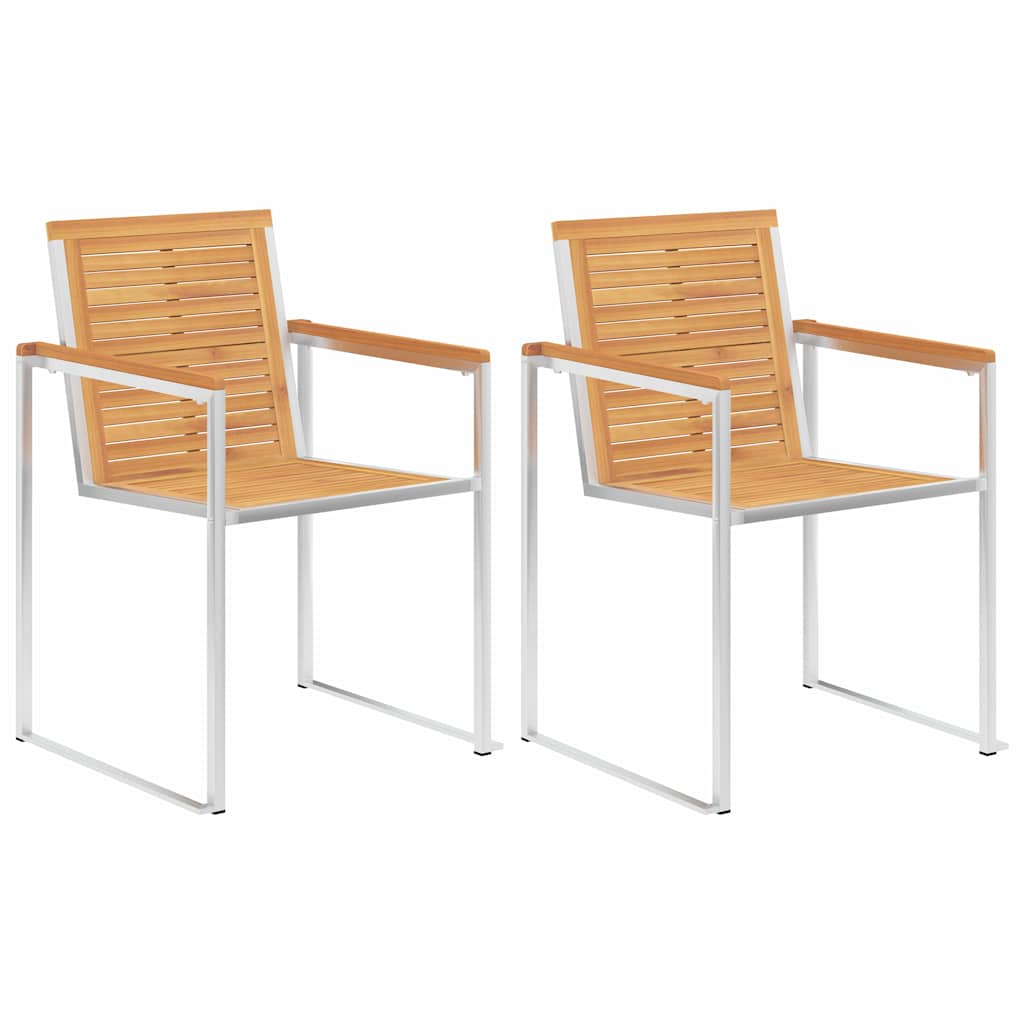 Καρέκλες Κήπου 2 τεμ. από Μασίφ Ξύλο Teak/Ατσάλι με Μαξιλάρια