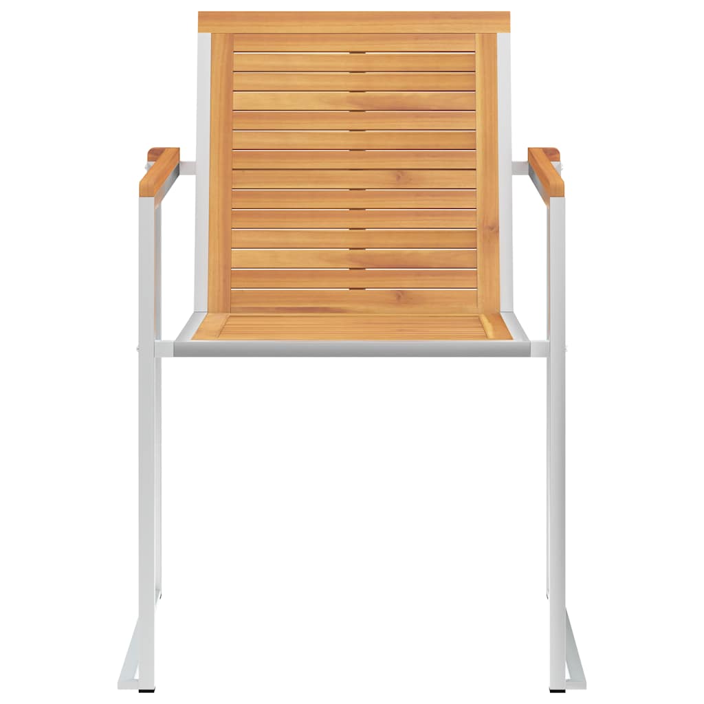 Καρέκλες Κήπου 2 τεμ. από Μασίφ Ξύλο Teak/Ατσάλι με Μαξιλάρια