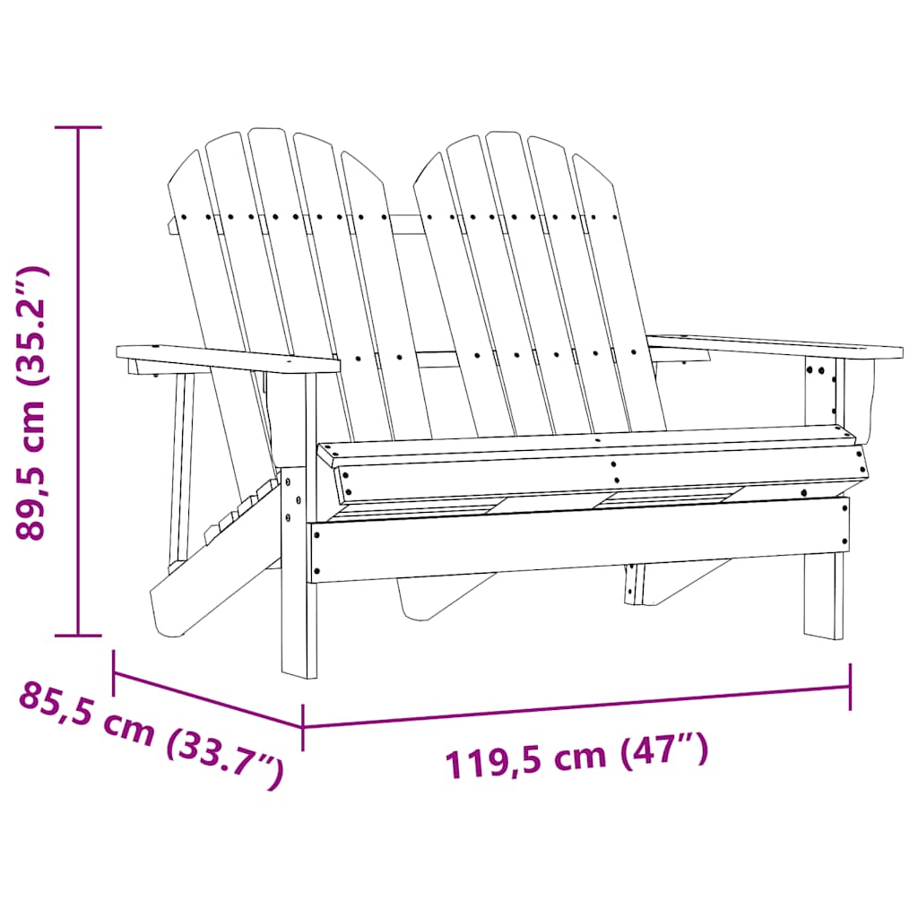 Καρέκλα Κήπου Adirondack Διθέσια Πράσινη από Μασίφ Ξύλο Ελάτης