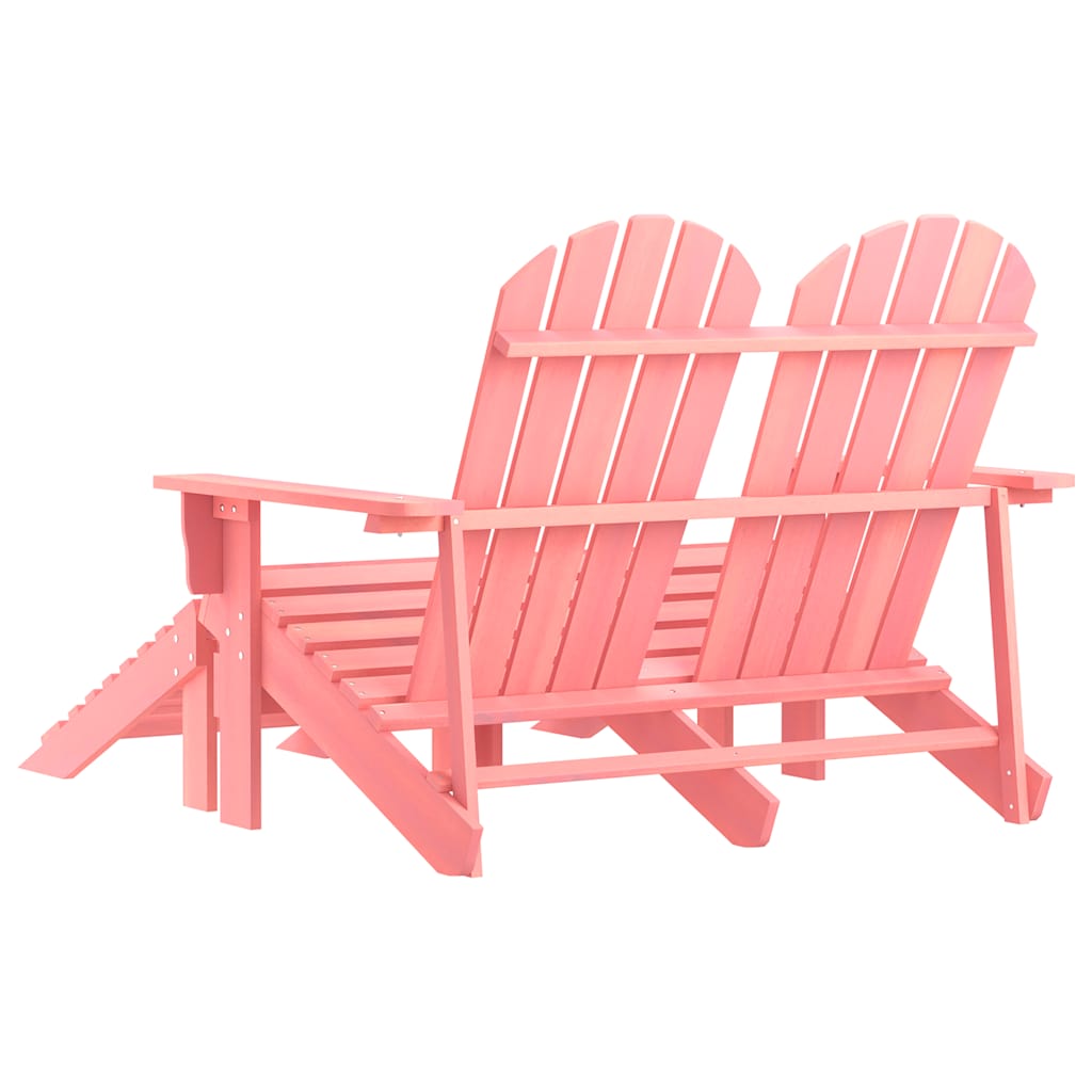 Καρέκλα Κήπου Adirondack Διθέσια Ροζ από Ξύλο Ελάτης & Υποπόδιο