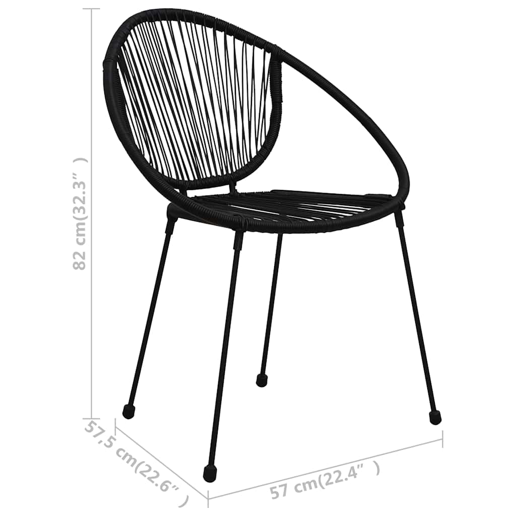 Σετ Τραπεζαρίας Εξωτερικού Χώρου 5 τεμ. Μαύρο από Ρατάν PVC - Pakobazaar