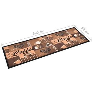 Πατάκι Κουζίνας Σχέδιο Coffee Καφέ Πλενόμενο 60 x 300 εκ.