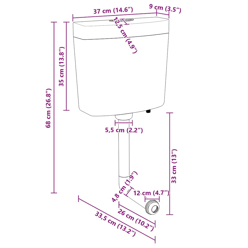 Καζανάκι με Είσοδο Νερού από Κάτω Λαδί 3/6 Λίτρων - PAKOBAZAAR