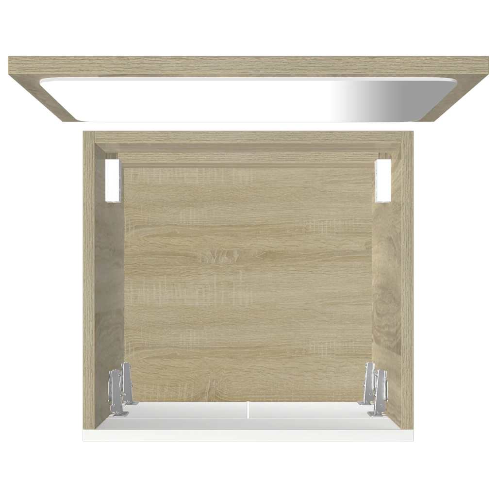 Σετ Επίπλων Μπάνιου 2 Τεμαχίων Λευκό / Sonoma Δρυς Μοριοσανίδα