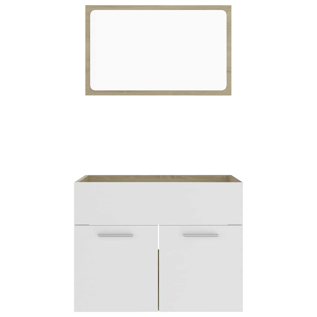 Σετ Επίπλων Μπάνιου 2 τεμ. Λευκό/Sonoma Δρυς από Επεξ. Ξύλο