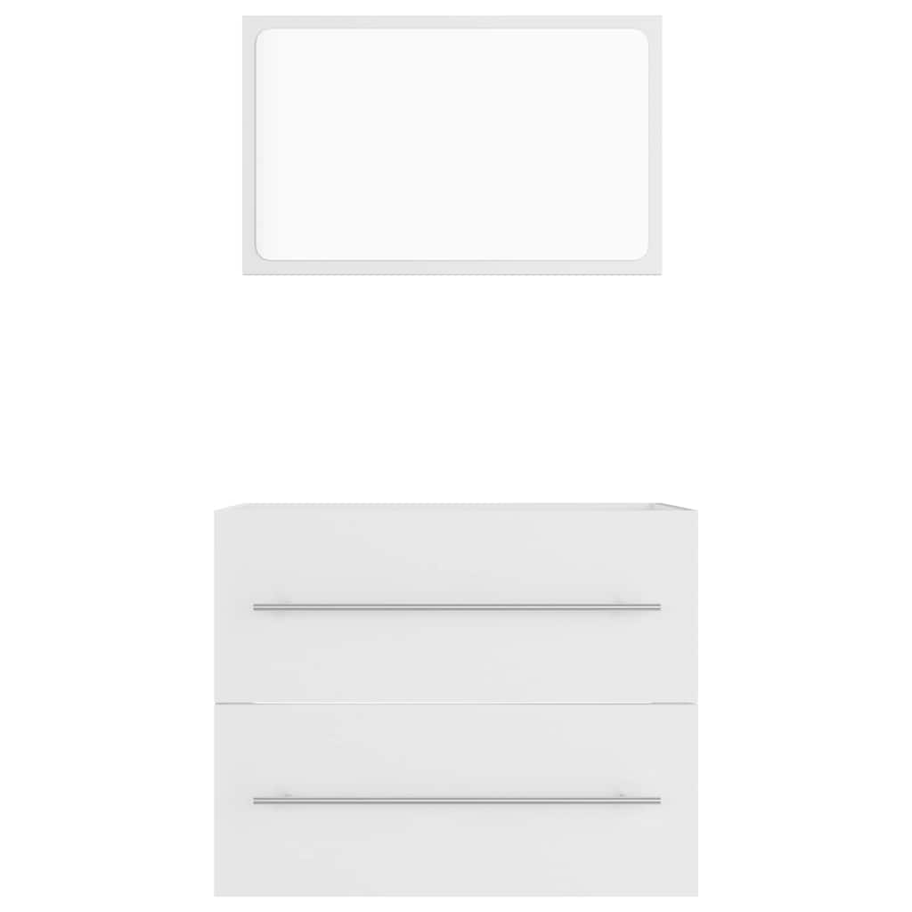 Σετ Επίπλων Μπάνιου 2 Τεμαχίων Λευκό από Επεξεργασμένο Ξύλο