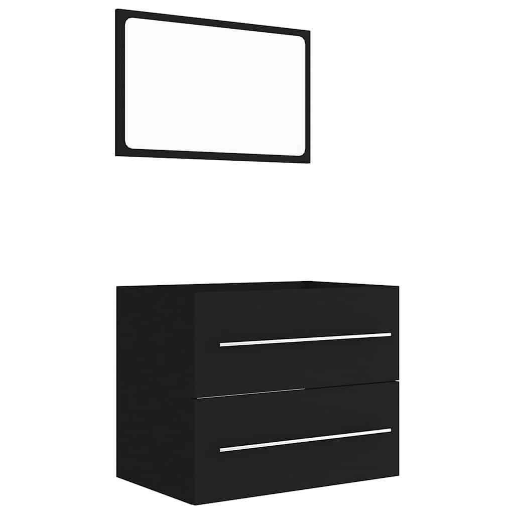 Σετ Επίπλων Μπάνιου 2 Τεμαχίων Μαύρο από Τεχν. Ξύλο