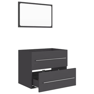 Σετ Επίπλων Μπάνιου 2 Τεμαχίων Γκρι από Τεχν. Ξύλο