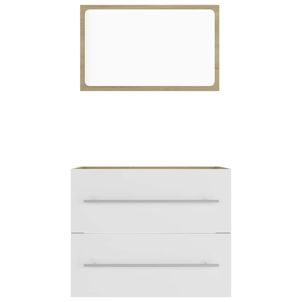 Σετ Επίπλων Μπάνιου 2 Τεμαχίων Λευκό/Sonoma Δρυς από Τεχν. Ξύλο