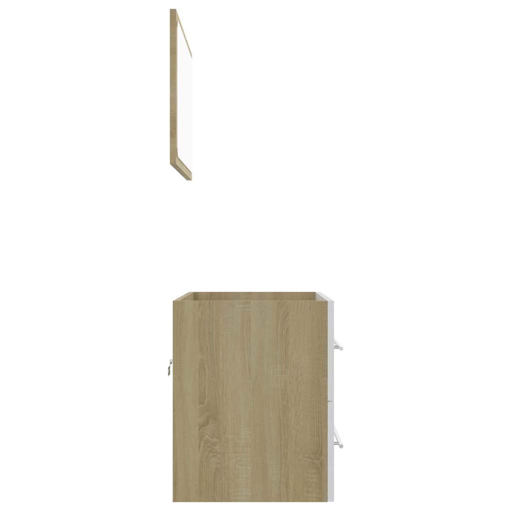 Σετ Επίπλων Μπάνιου 2 Τεμαχίων Λευκό/Sonoma Δρυς από Τεχν. Ξύλο