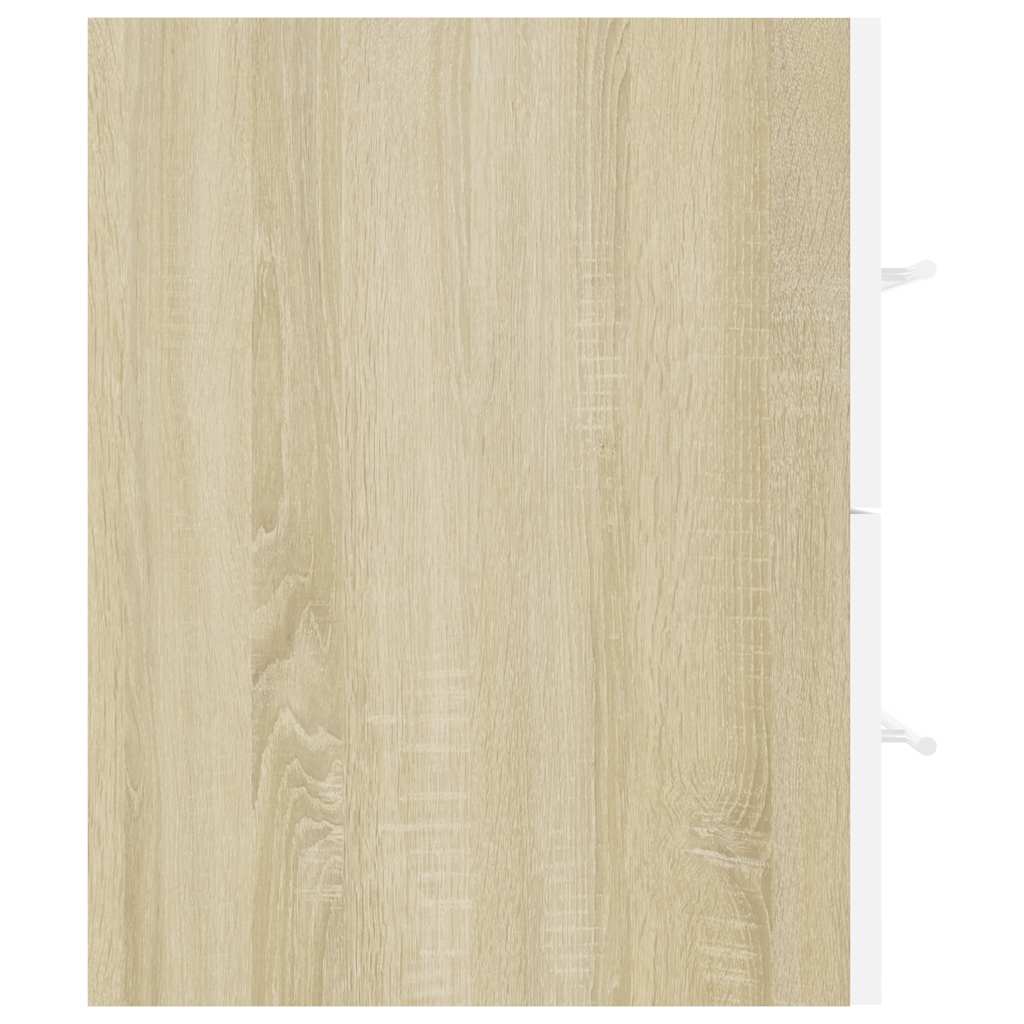 Σετ Επίπλων Μπάνιου 2 Τεμαχίων Λευκό/Sonoma Δρυς από Επεξ. Ξύλο