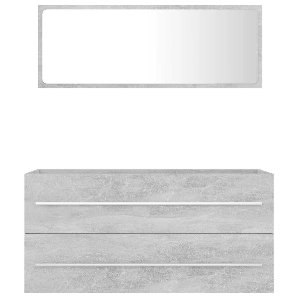 Σετ Επίπλων Μπάνιου 2 Τεμαχίων Γκρι Σκυροδέματος από Επεξ. Ξύλο