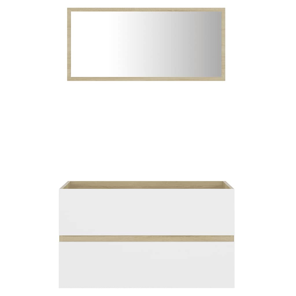 Σετ Επίπλων Μπάνιου 2 Τεμ. Λευκό/Sonoma Δρυς από Μοριοσανίδα