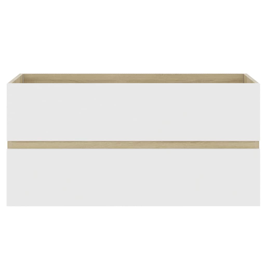 Σετ Επίπλων Μπάνιου 2 Τεμαχίων Λευκό/Sonoma Δρυς από Τεχν. Ξύλο