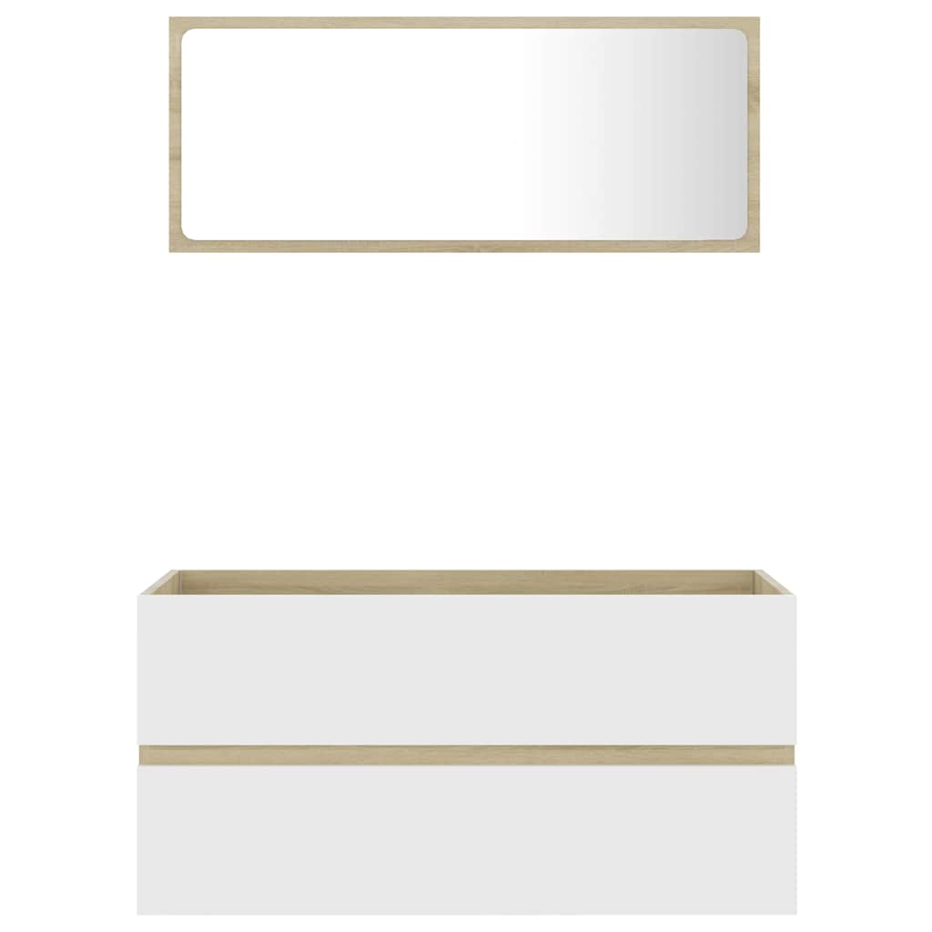 Σετ Επίπλων Μπάνιου 2 Τεμαχίων Λευκό/Sonoma Δρυς από Τεχν. Ξύλο