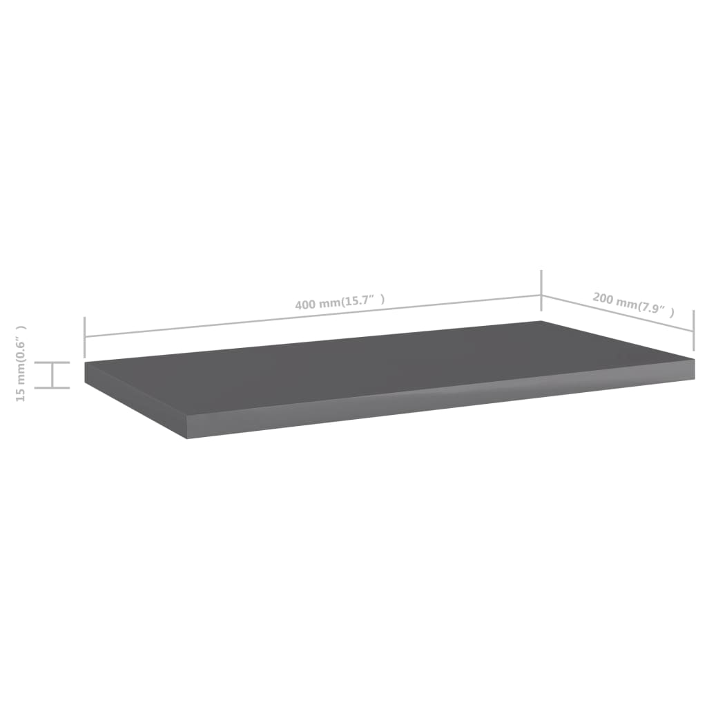 Ράφια Βιβλιοθήκης 4 τεμ. Γυαλ. Γκρι 40x20x1,5 εκ. Μοριοσανίδα - Pakobazaar