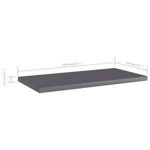 Ράφια Βιβλιοθήκης 4 τεμ. Γυαλ. Γκρι 40x20x1,5 εκ. Μοριοσανίδα - Pakobazaar
