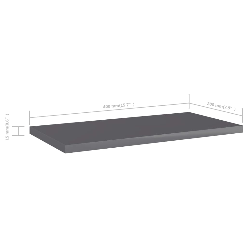 Ράφια Βιβλιοθήκης 8 τεμ. Γυαλ. Γκρι 40x20x1,5 εκ. Μοριοσανίδα - Pakobazaar