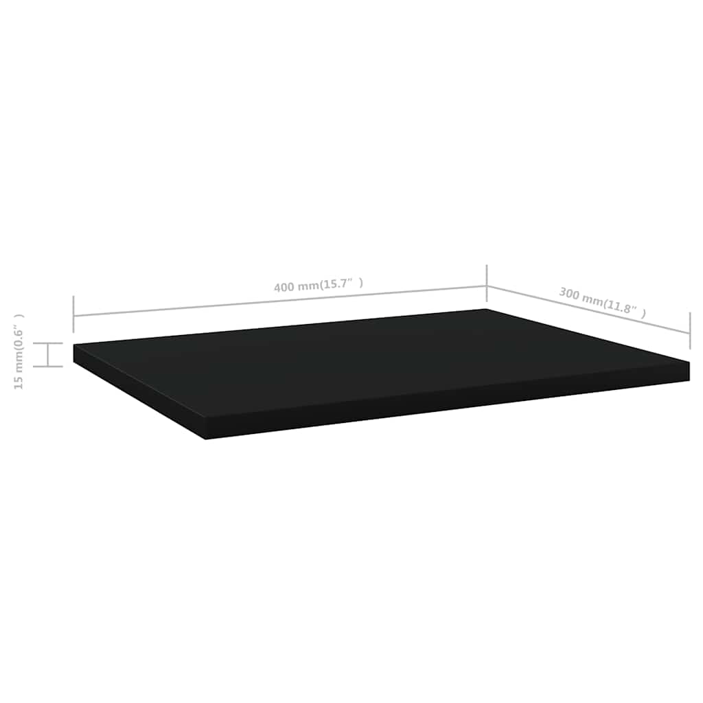 Ράφια Βιβλιοθήκης 8 τεμ. Μαύρα 40x30x1,5 εκ. από Μοριοσανίδα