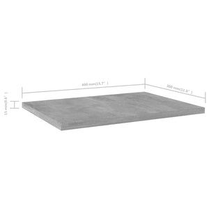 Ράφια Βιβλιοθήκης 4 τεμ. Γκρι Σκυροδ. 40x30x1,5 εκ. Επεξ.Ξύλο - Pakobazaar