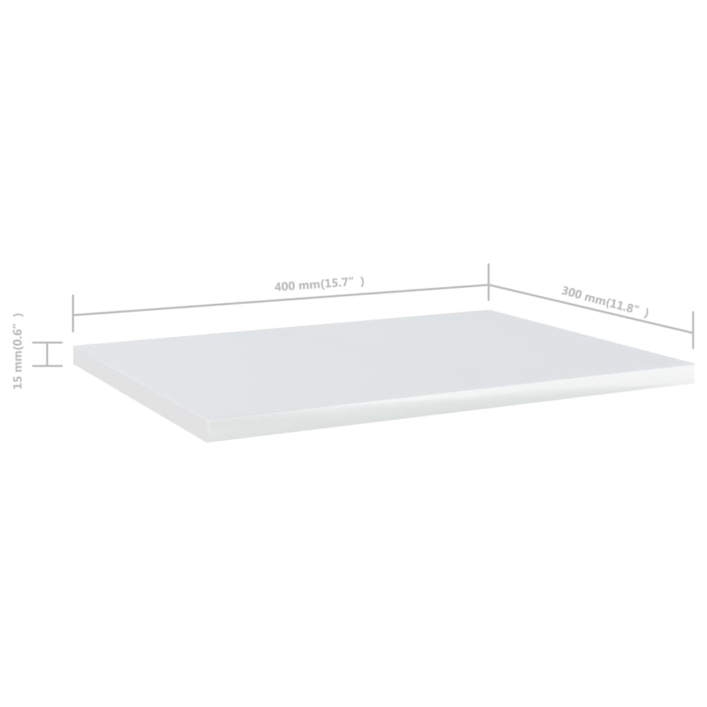 Ράφια Βιβλιοθήκης 8 τεμ. Γυαλ. Λευκό 40x30x1,5 εκ. Μοριοσανίδα