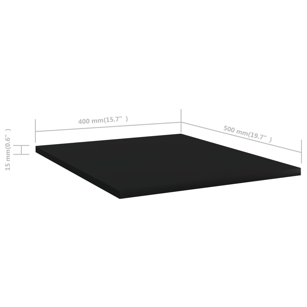 Ράφια Βιβλιοθήκης 8 τεμ. Μαύρα 40x50x1,5 εκ. από Επεξ. Ξύλο