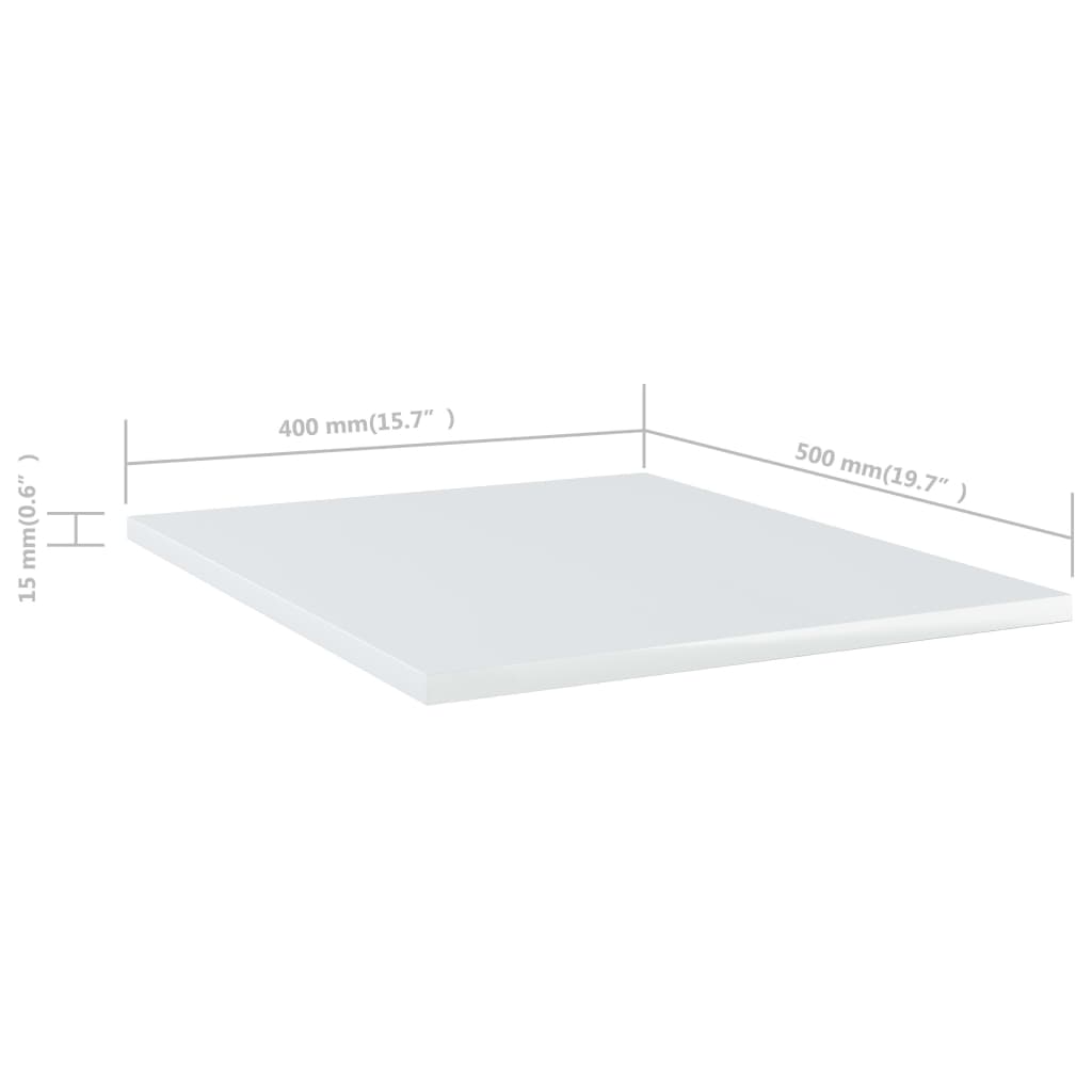 Ράφια Βιβλιοθήκης 4 τεμ. Γυαλ. Λευκό 40x50x1,5 εκ. Επεξ.Ξύλο