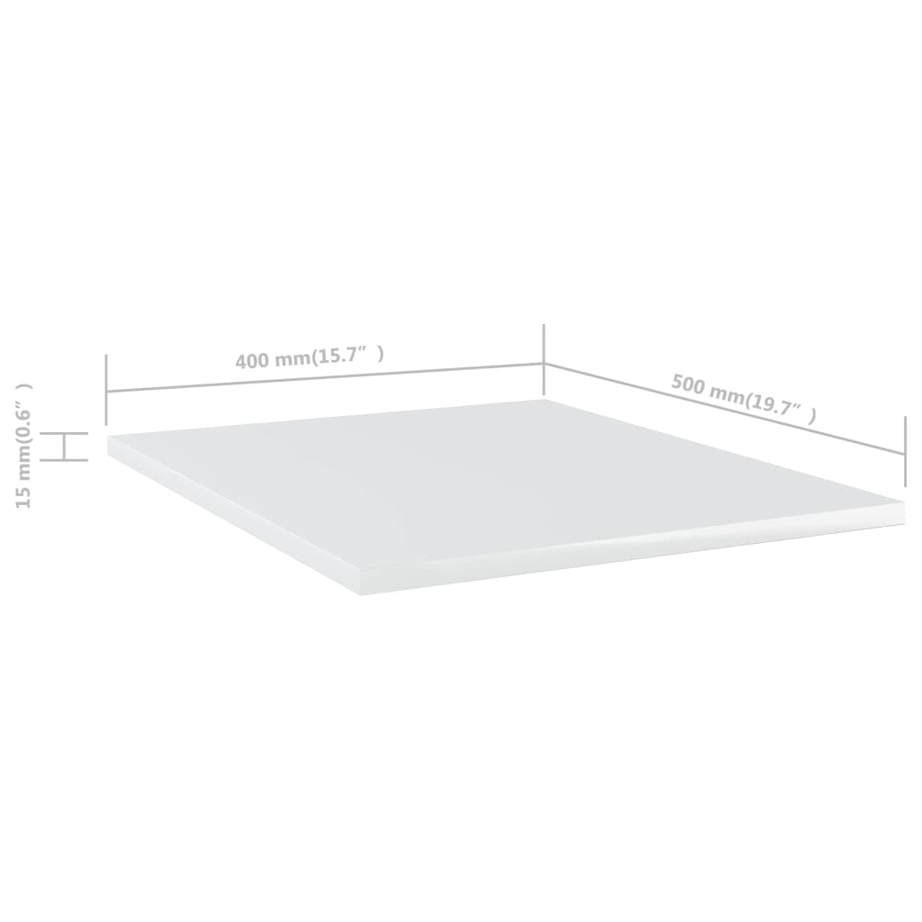 Ράφια Βιβλιοθήκης 8 τεμ. Γυαλ. Λευκό 40x50x1,5 εκ. Επεξ.Ξύλο