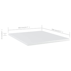 Ράφια Βιβλιοθήκης 8 τεμ. Γυαλ. Λευκό 40x50x1,5 εκ. Επεξ.Ξύλο