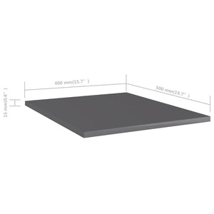 Ράφια Βιβλιοθήκης 8 τεμ. Γυαλ. Γκρι 40x50x1,5 εκ. Επεξ.Ξύλο