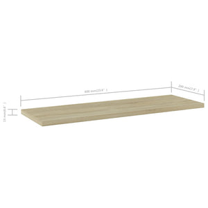 Ράφια Βιβλιοθήκης 4 τεμ. Sonoma Δρυς 60x20x1,5 εκ. Μοριοσανίδα - Pakobazaar