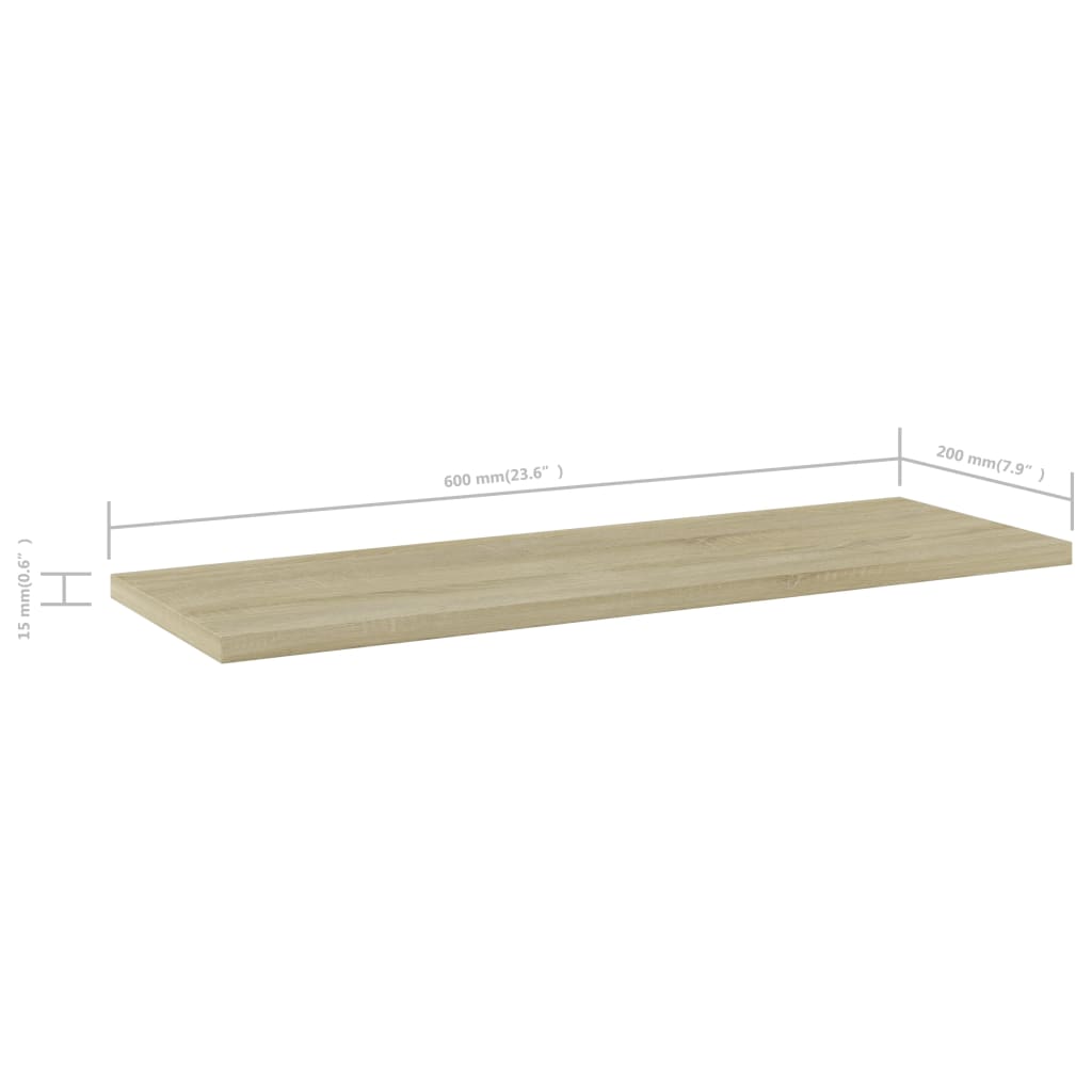 Ράφια Βιβλιοθήκης 8 τεμ. Sonoma Δρυς 60x20x1,5 εκ. Μοριοσανίδα - Pakobazaar