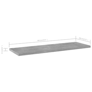 Ράφια Βιβλιοθήκης 8 τεμ. Γκρι Σκυροδ. 60x20x1,5 εκ. Μοριοσανίδα - Pakobazaar