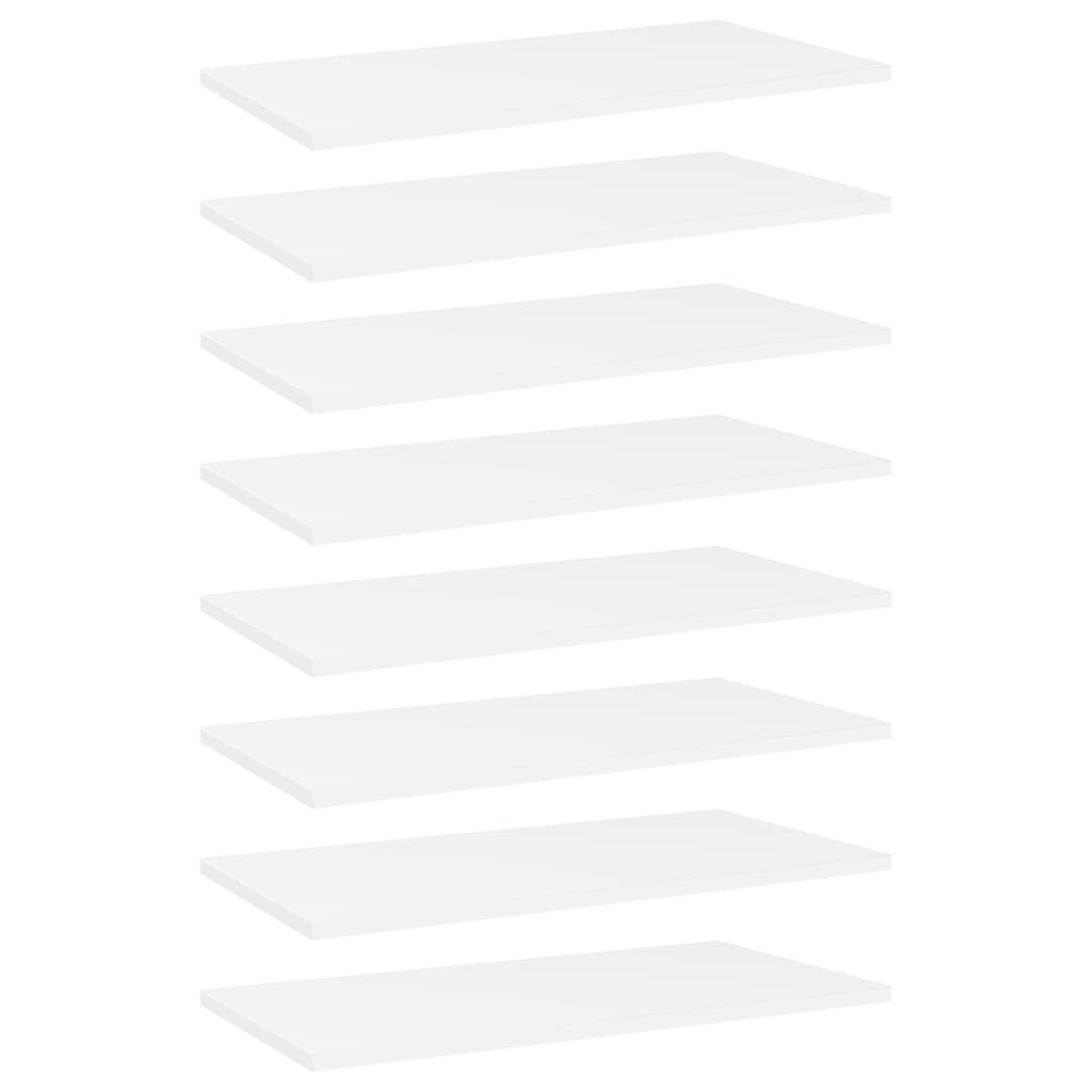 Ράφια Βιβλιοθήκης 8 τεμ. Λευκά 60x30x1,5 εκ. από Μοριοσανίδα - Pakobazaar