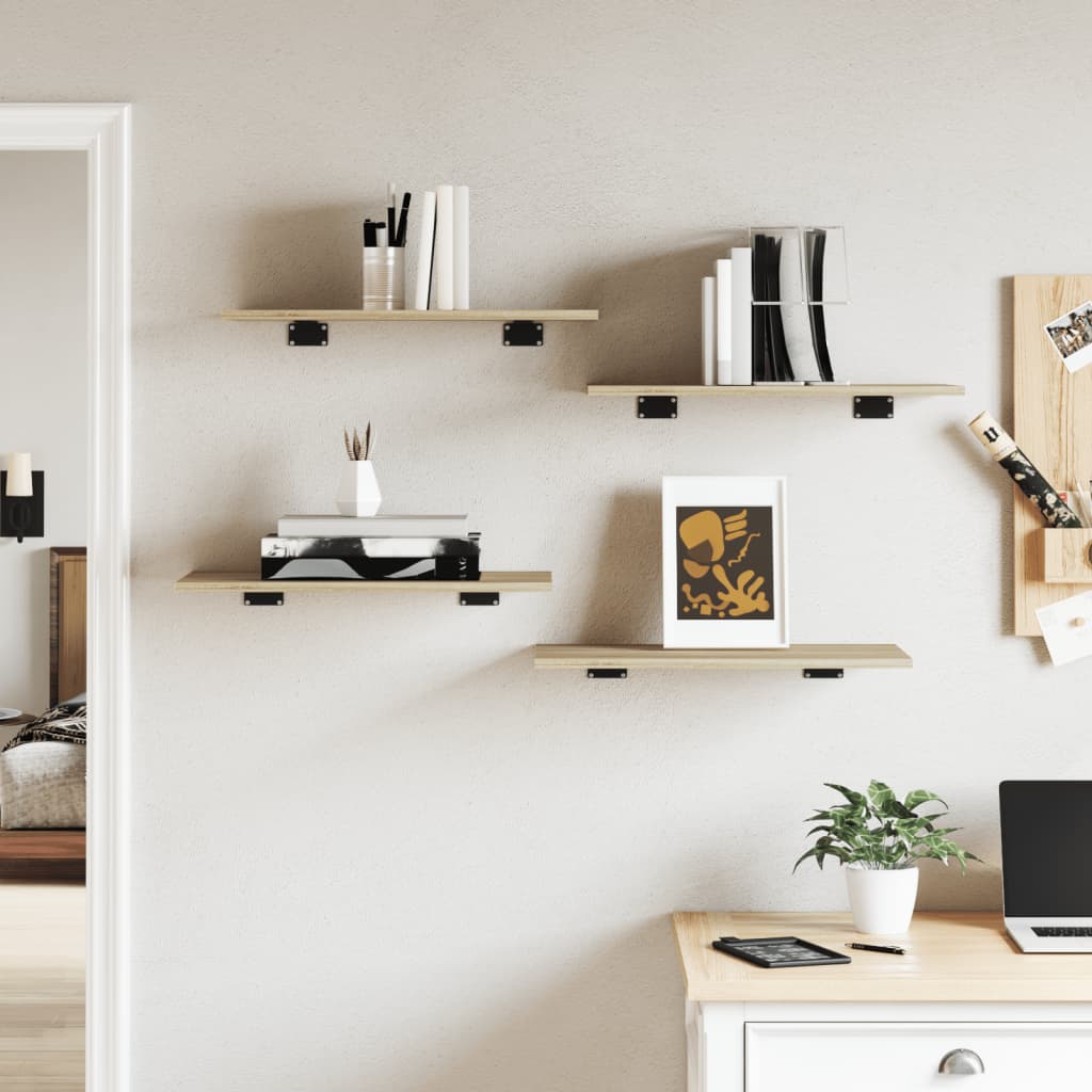 Ράφια Βιβλιοθήκης 4 τεμ. Sonoma Δρυς 60x30x1,5 εκ. Μοριοσανίδα - Pakobazaar