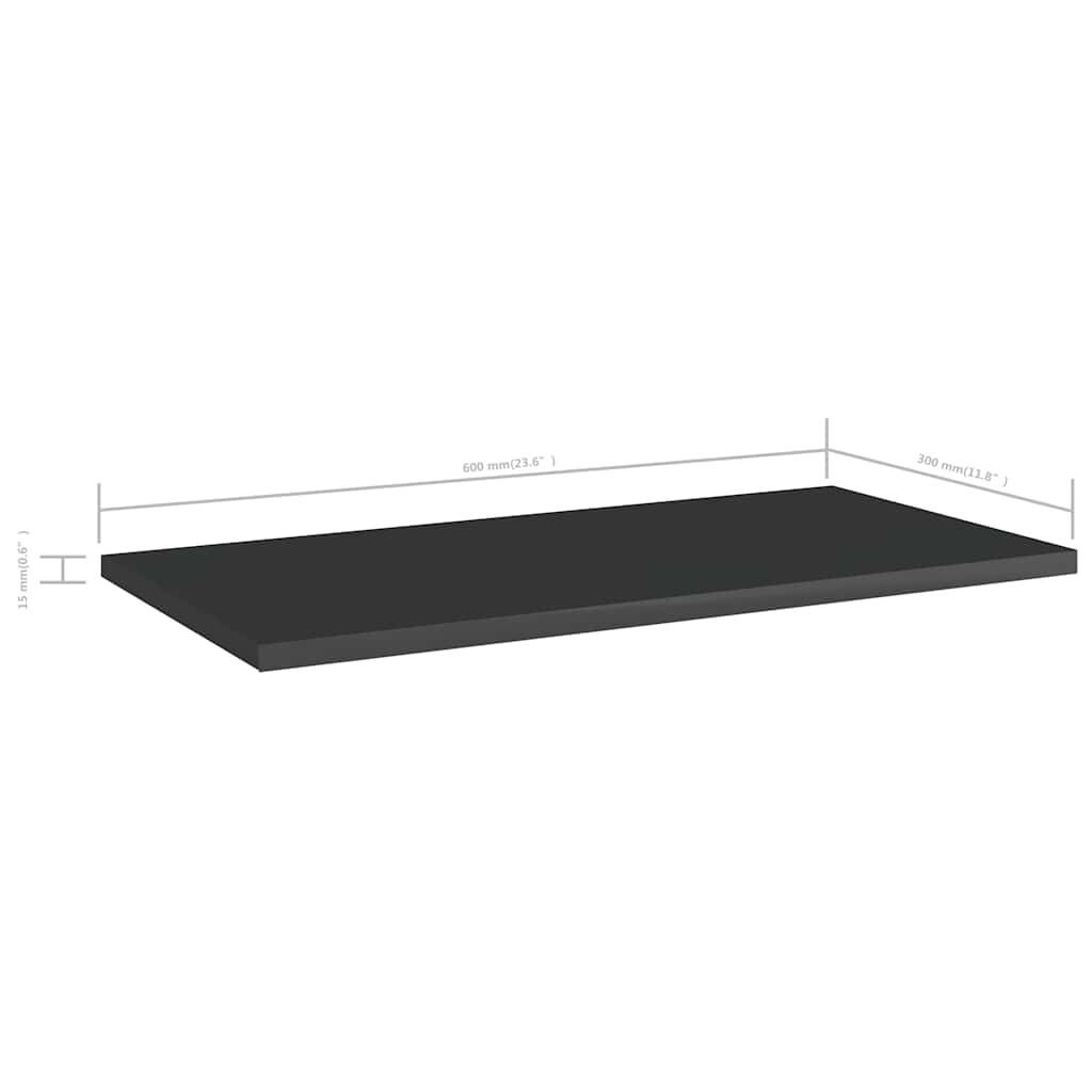 Ράφια Βιβλιοθήκης 8 τεμ. Γυαλ. Μαύρο 60x30x1,5 εκ. Μοριοσανίδα