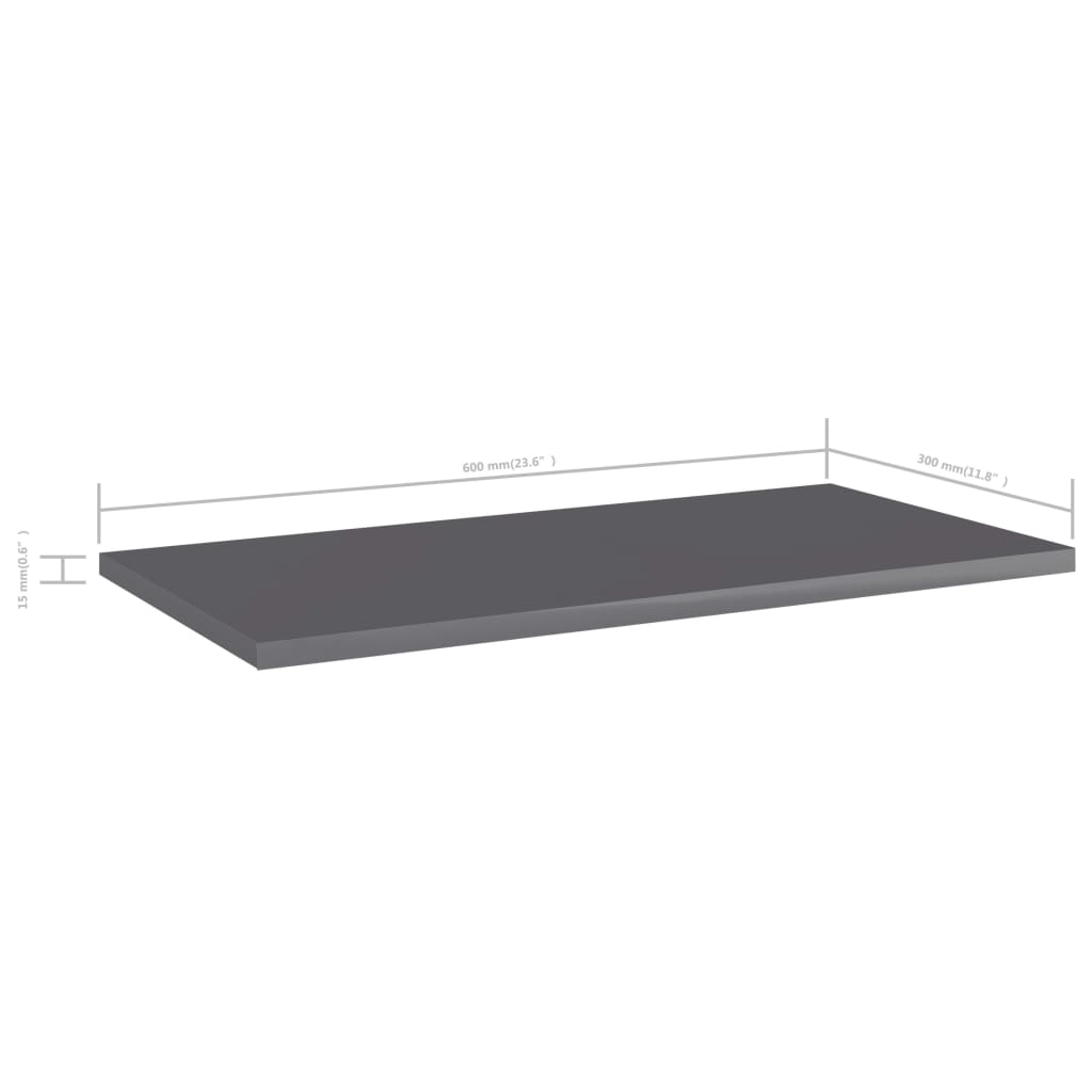 Ράφια Βιβλιοθήκης 4 τεμ. Γυαλ. Γκρι 60x30x1,5 εκ. Μοριοσανίδα - Pakobazaar