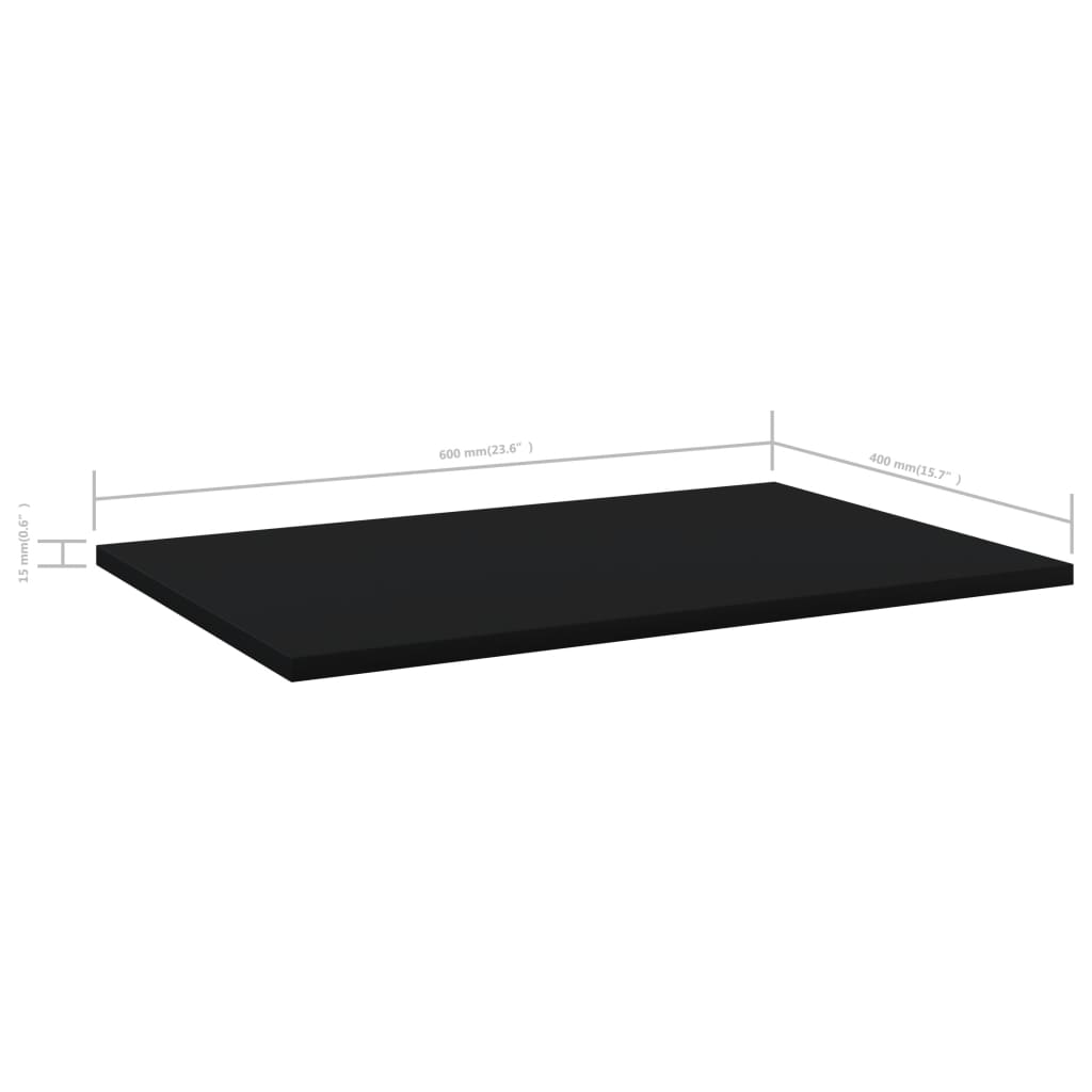 Ράφια Βιβλιοθήκης 4 τεμ. Μαύρα 60x40x1,5 εκ. από Μοριοσανίδα