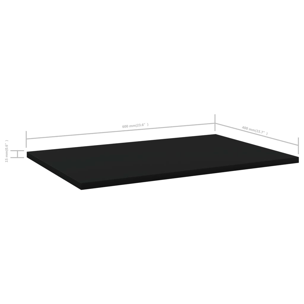 Ράφια Βιβλιοθήκης 8 τεμ. Μαύρα 60x40x1,5 εκ. από Μοριοσανίδα