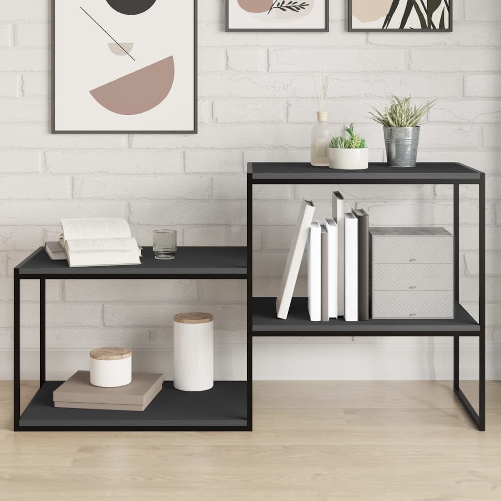 Ράφια Βιβλιοθήκης 4 τεμ. Γκρι 60x40x1,5 εκ. από Μοριοσανίδα