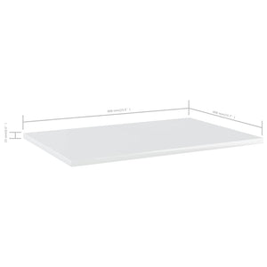 Ράφια Βιβλιοθήκης 8 τεμ. Γυαλ. Λευκό 60x40x1,5 εκ. Μοριοσανίδα - Pakobazaar